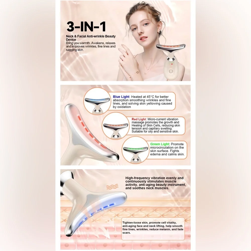 Neck Face Wrinkle Firming Removal Tool, Beauty Massager with Skin Rejuvenating